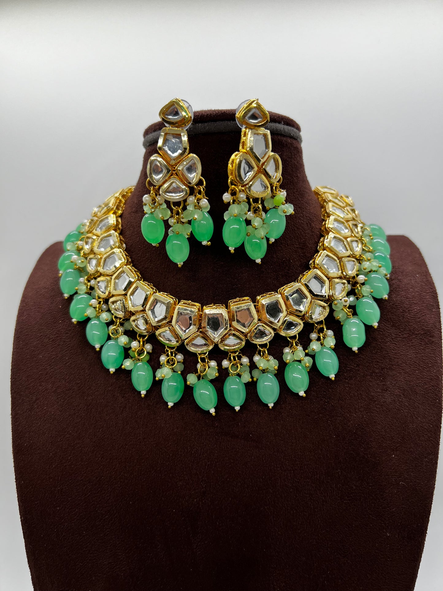 Janvi Necklace Set - Mint