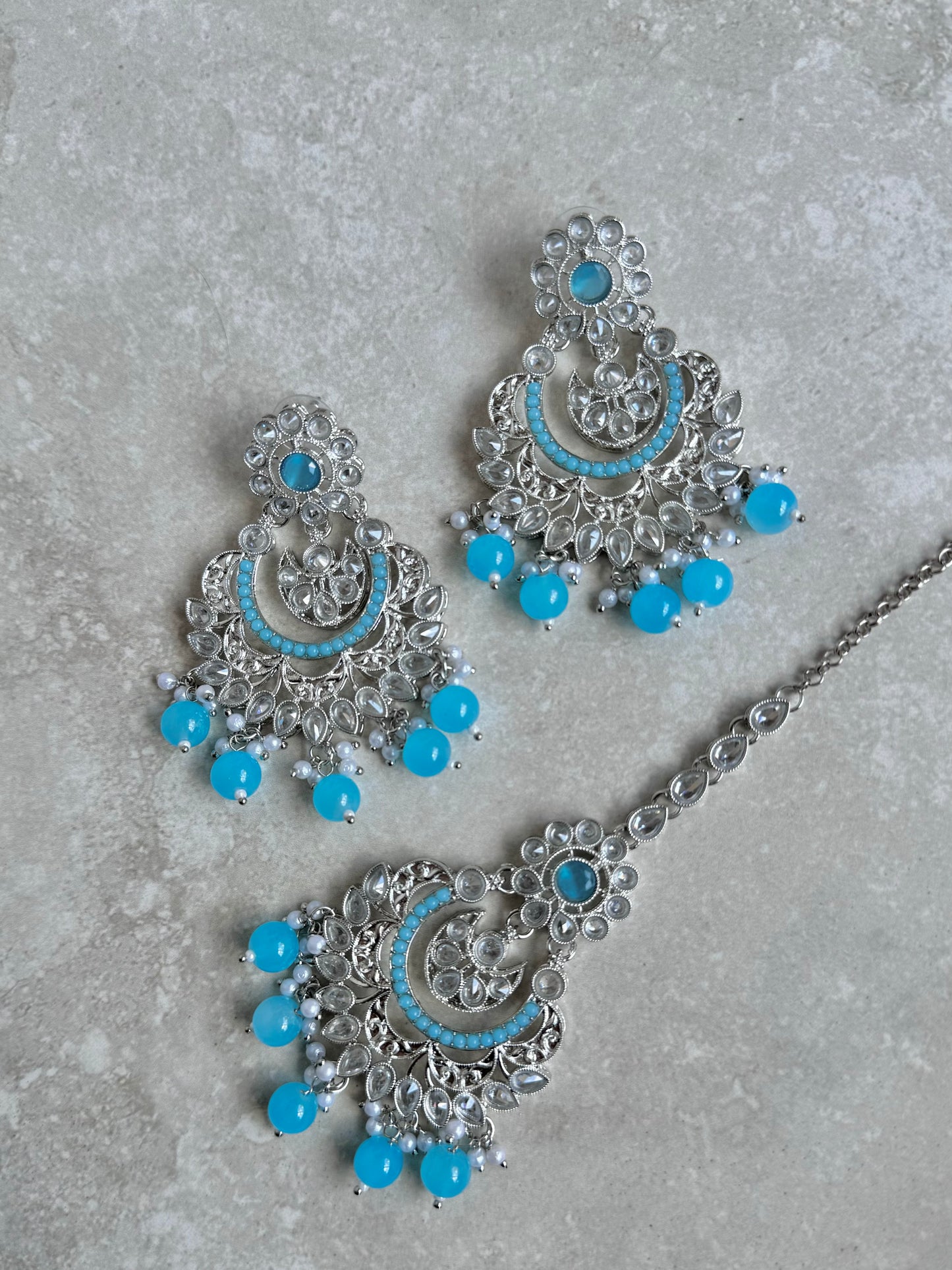 Neelum Choker Set - Silver/Blue