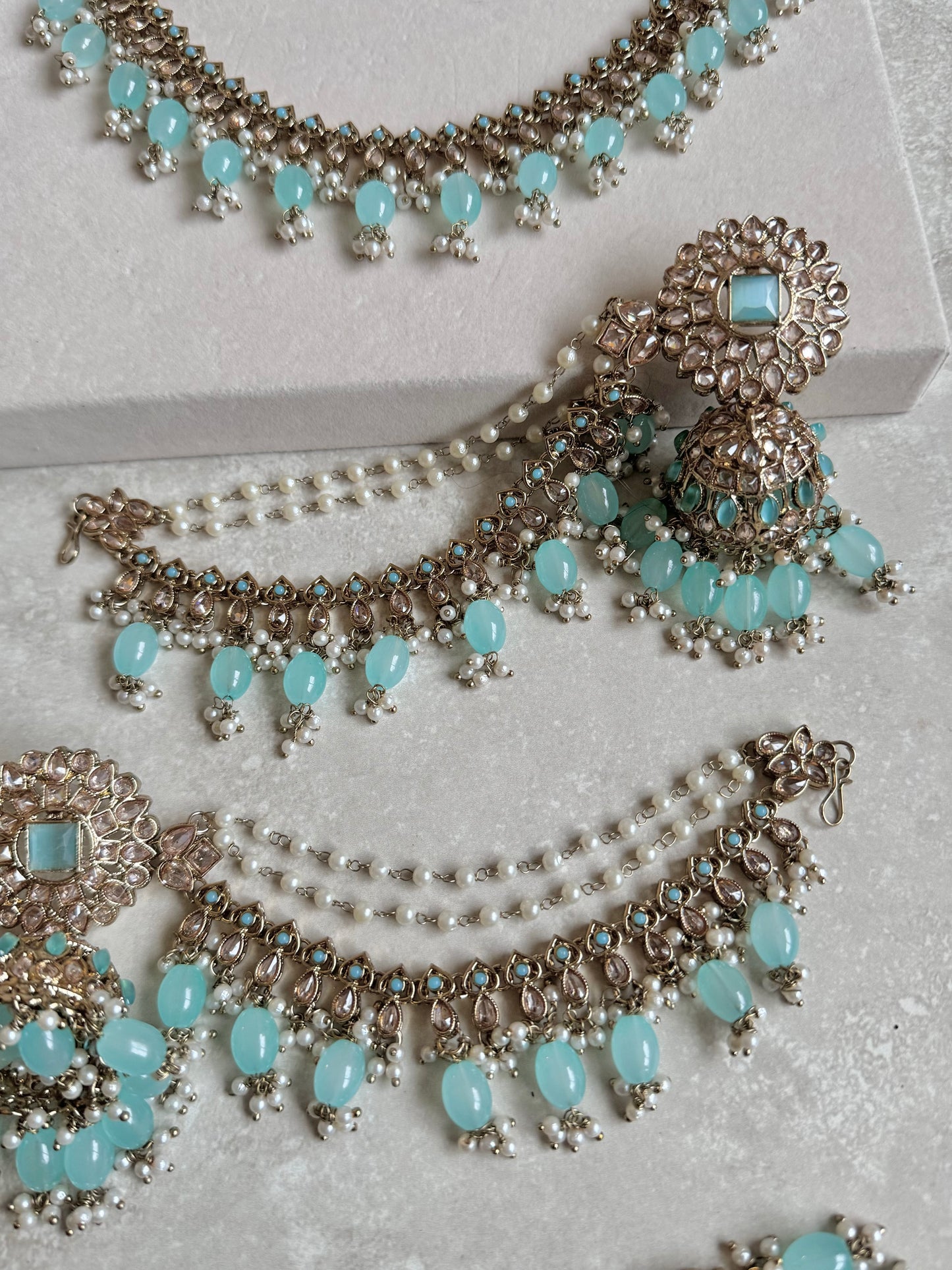 Irsa Sahara and Necklace Set - Light Blue