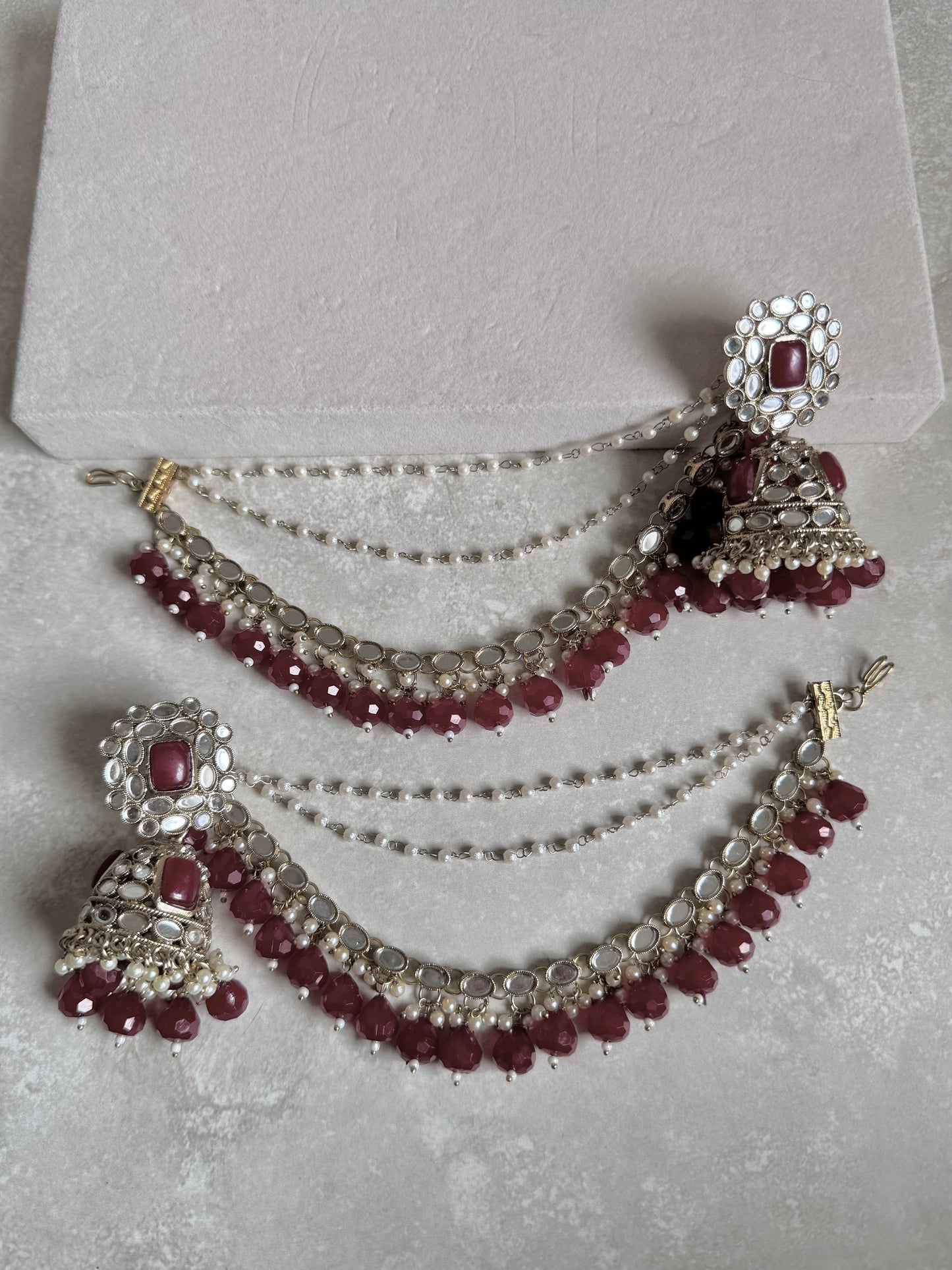 Momina Sahara Jhumkas - Maroon
