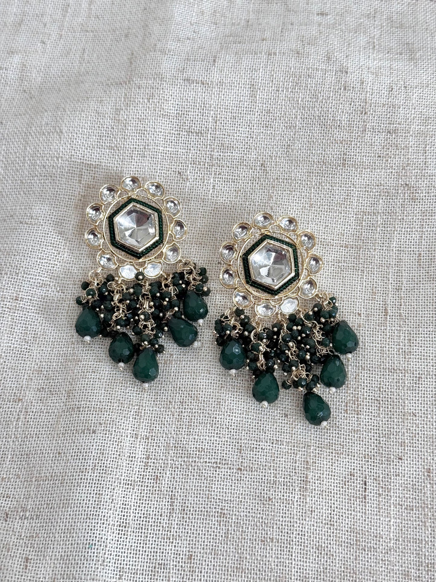 Nayaab Earrings - Dark Green