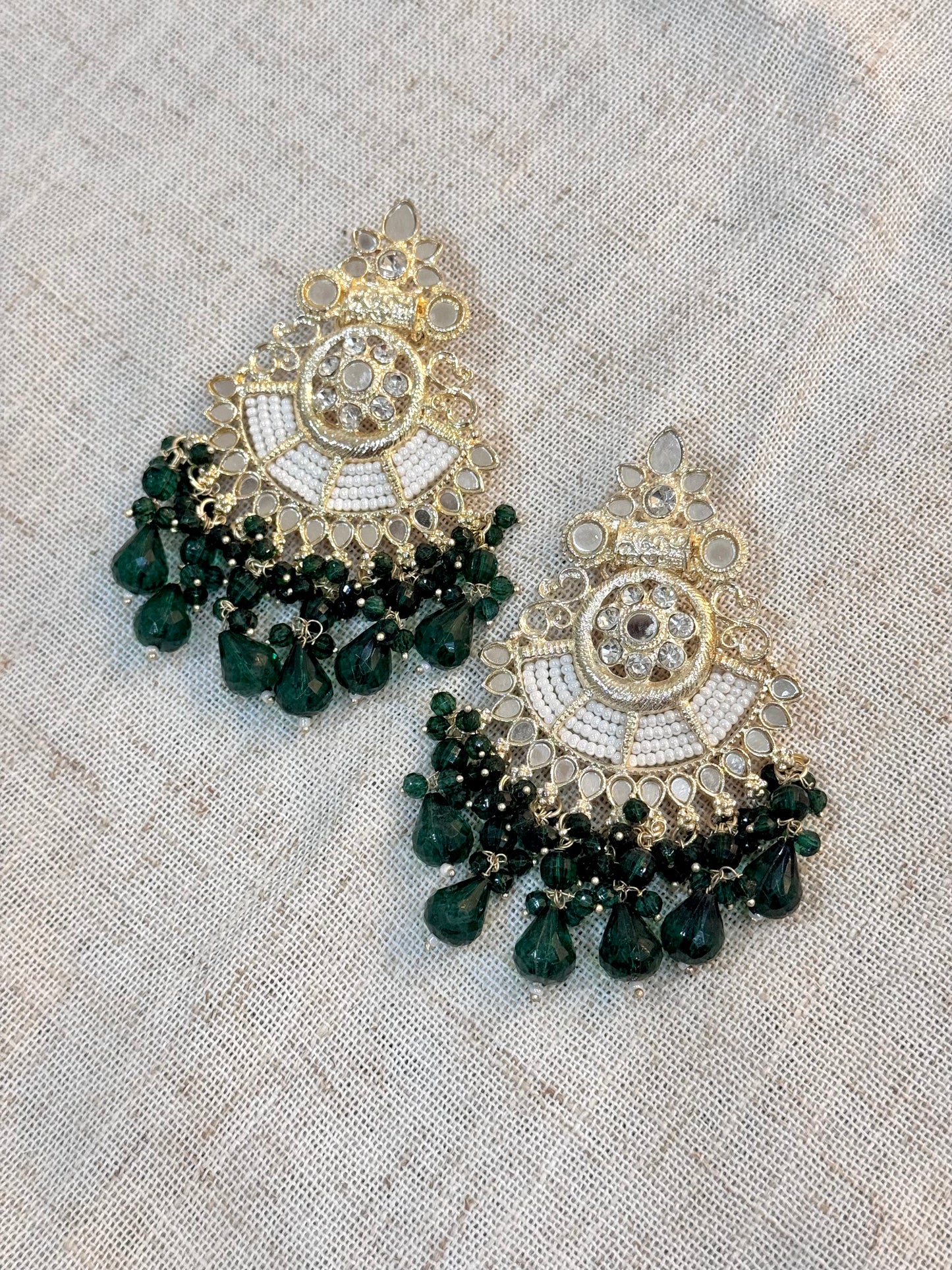 Mirror Earrings - Dark Green