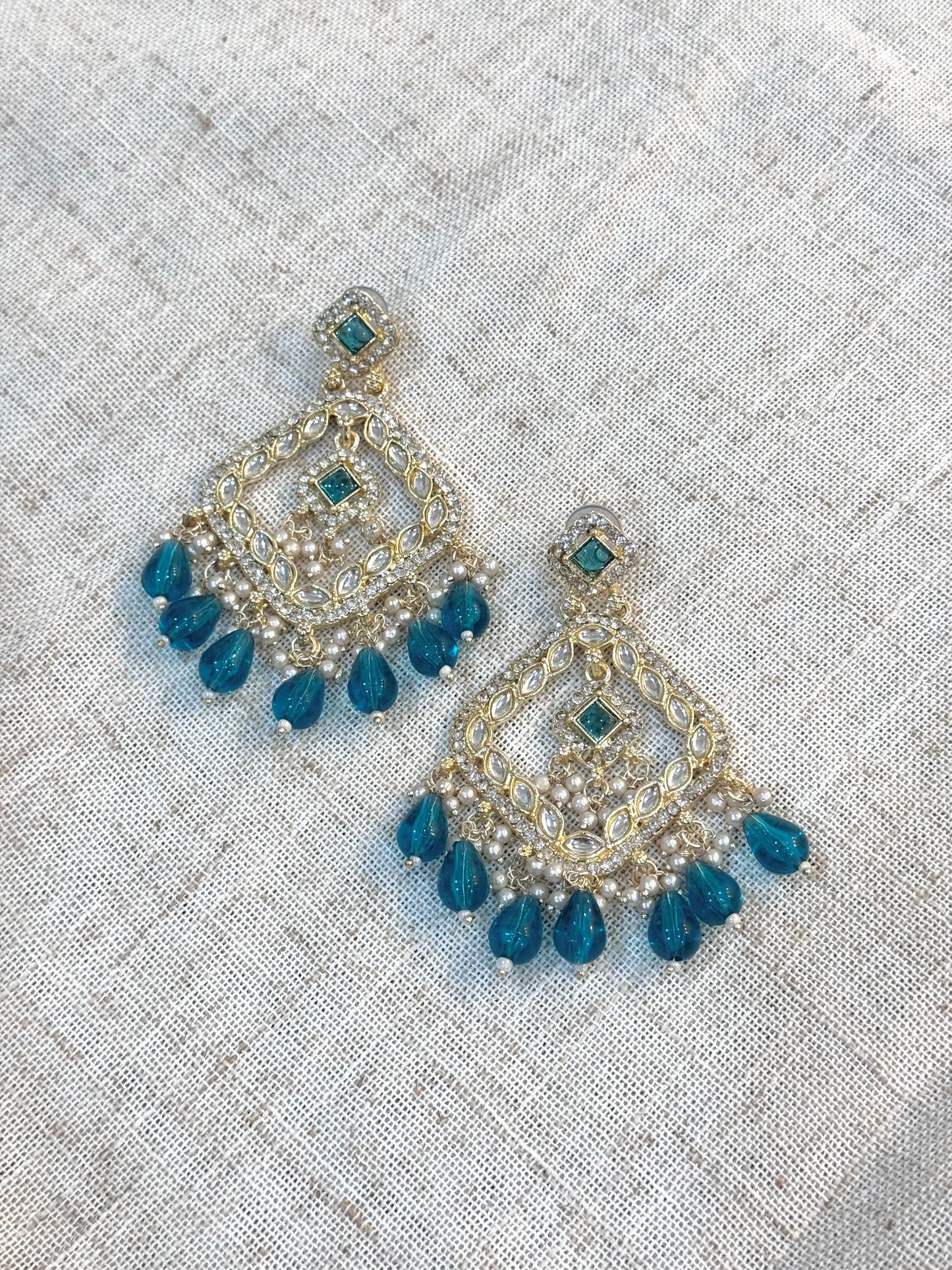 Navya Earrings - Peacock Green