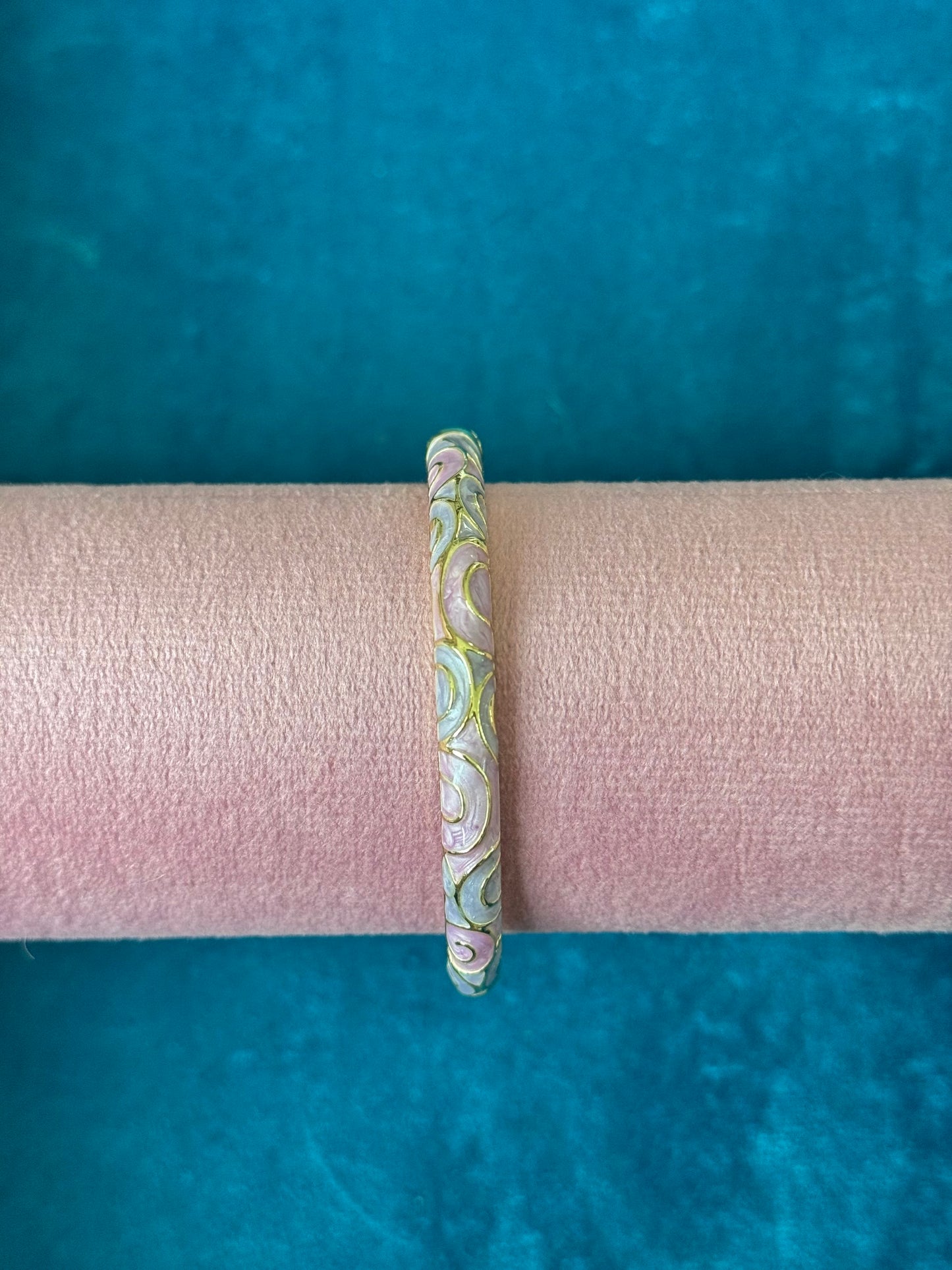 White/Pink Spiral Painted Bangle