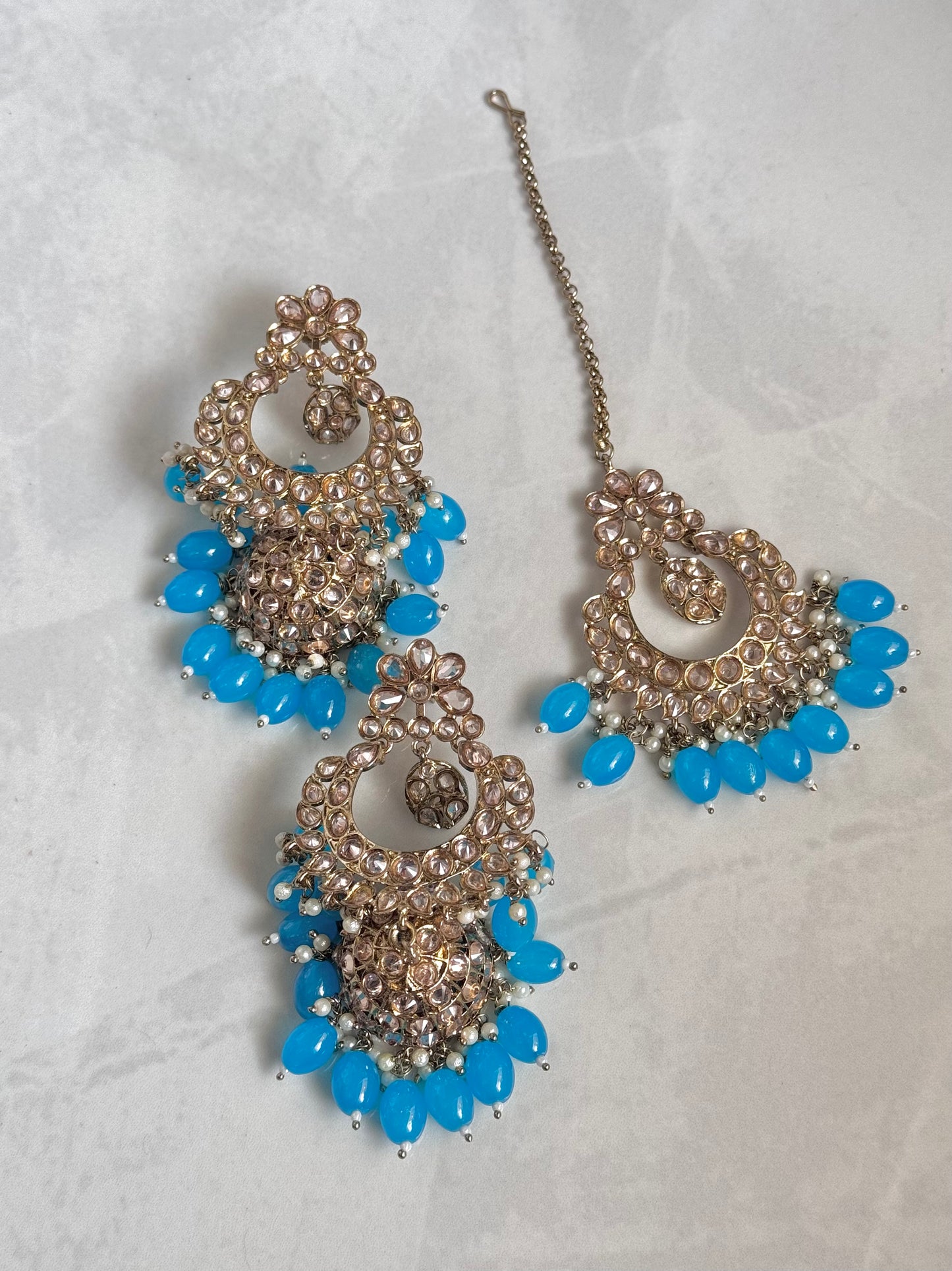 Blue Jhumka Set