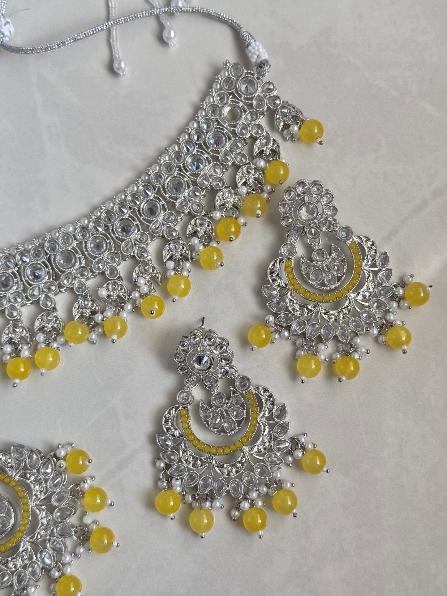 Neelum Choker Set - Silver/Yellow
