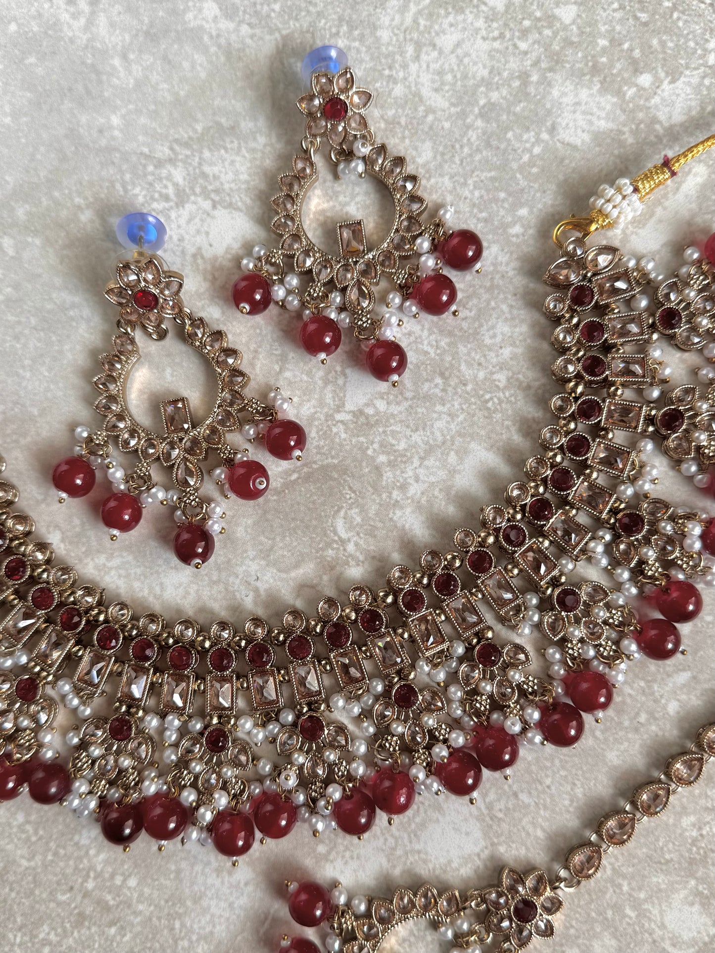 Akansha Choker Set - Maroon