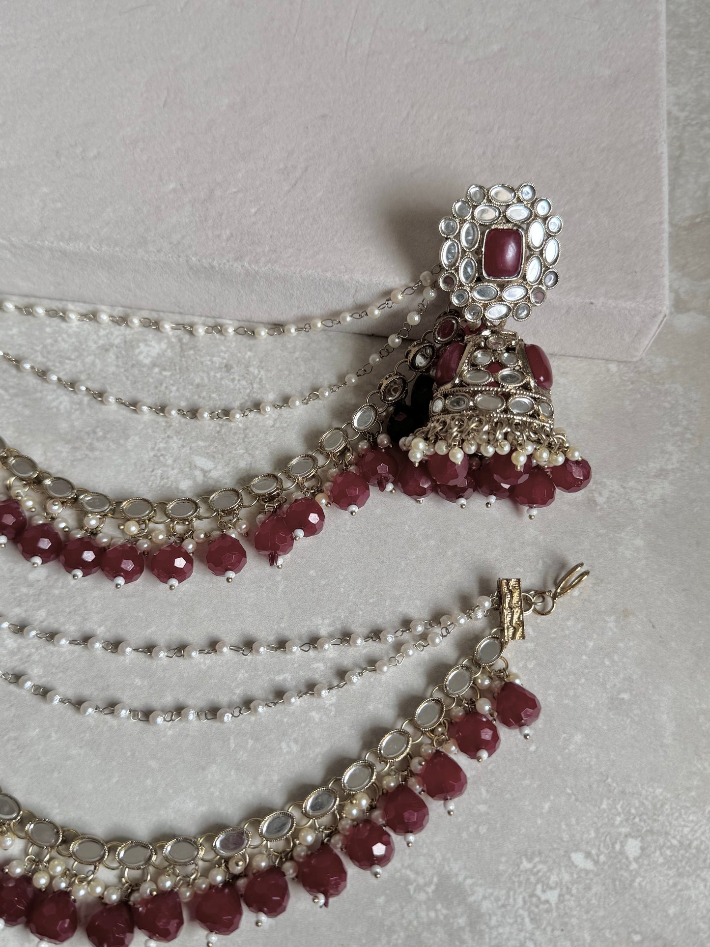 Momina Sahara Jhumkas - Maroon