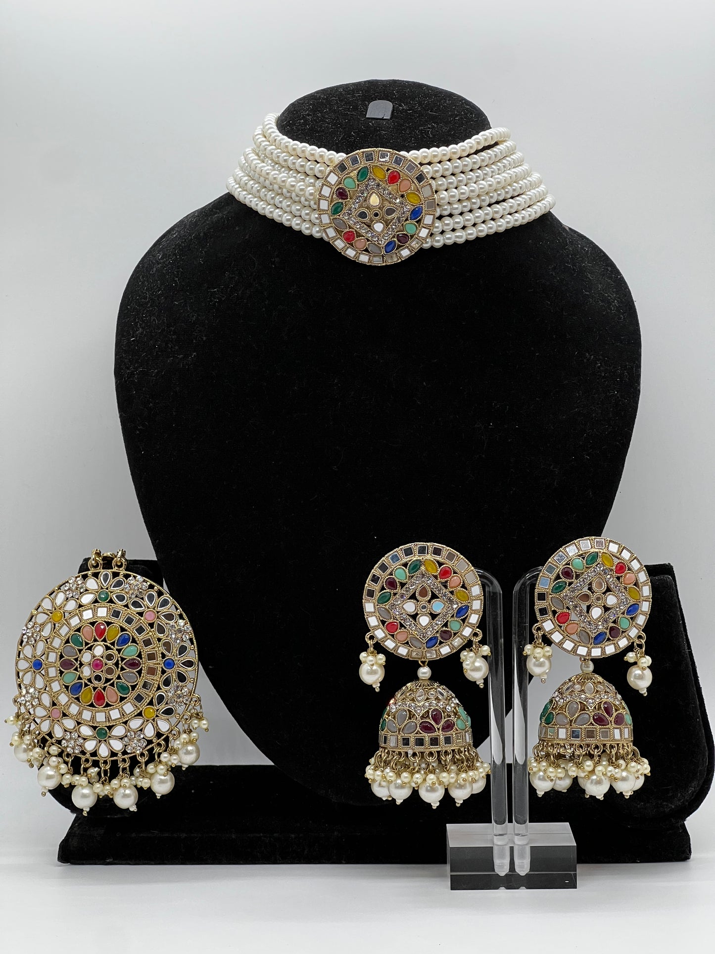 Sohni Choker with Jhumka and Tikka Set - Multi