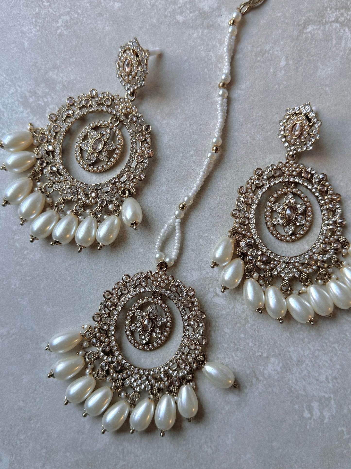 Inara Earring and Tikka - White