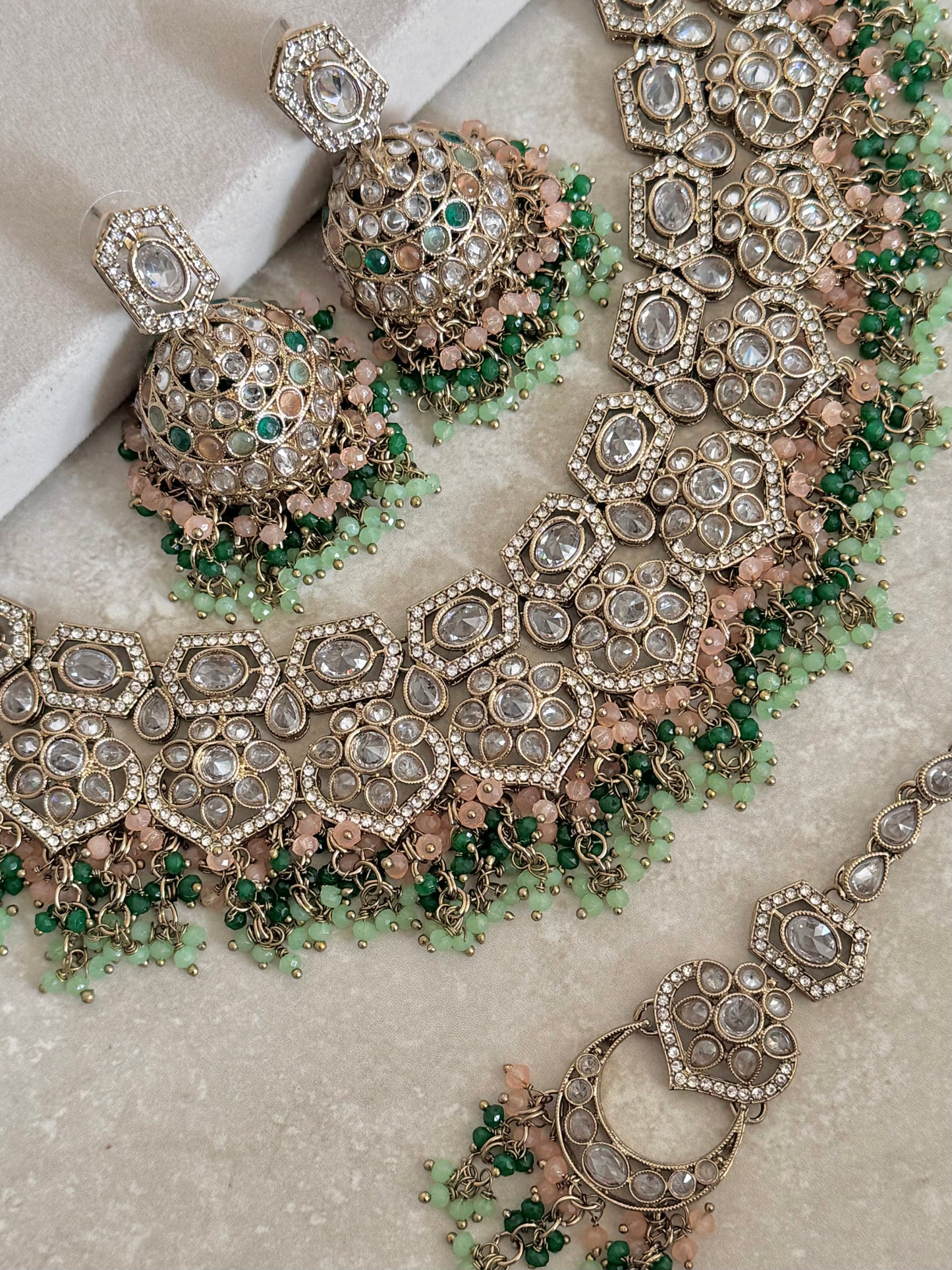 Zahra Bridal Set - Mint Green/Peach