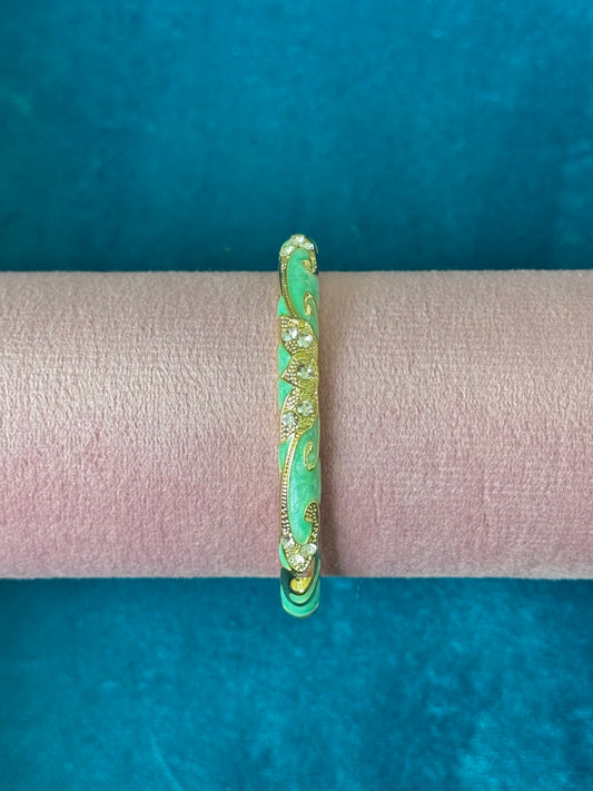 Teal and Gold Painted Bangle