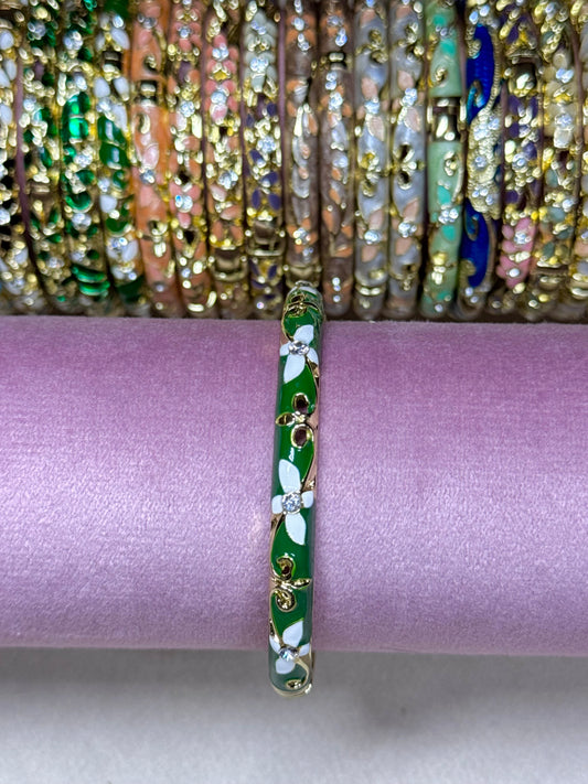 Green/White Painted Bangle