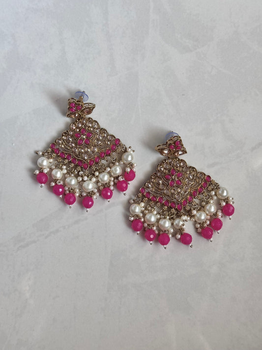 Avneet Earrings - Hot Pink