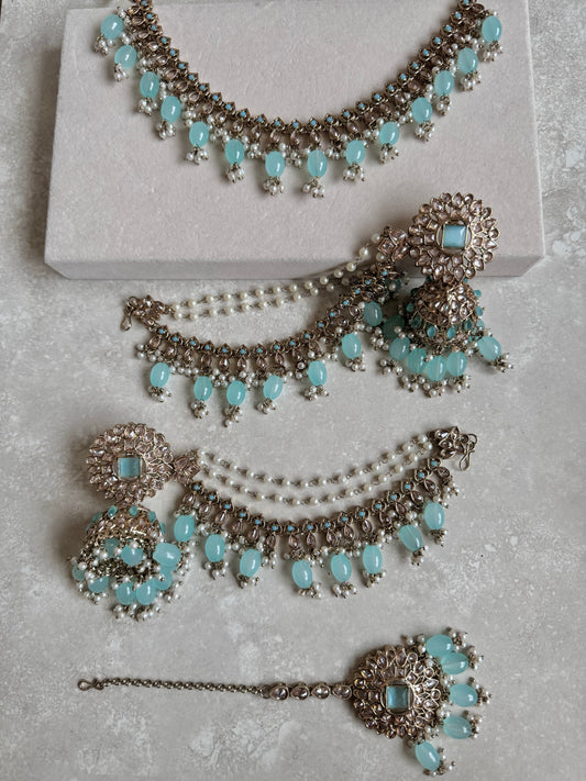 Irsa Sahara and Necklace Set - Light Blue