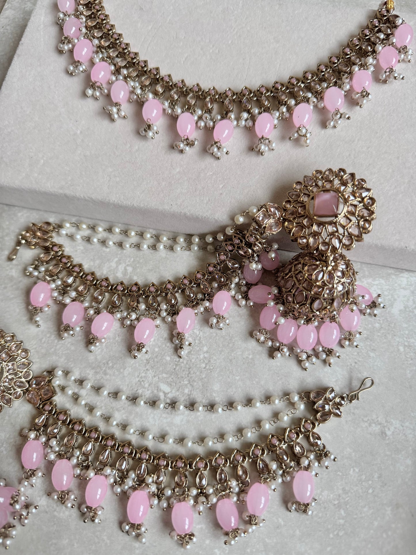 Irsa Sahara and Necklace Set - Pink