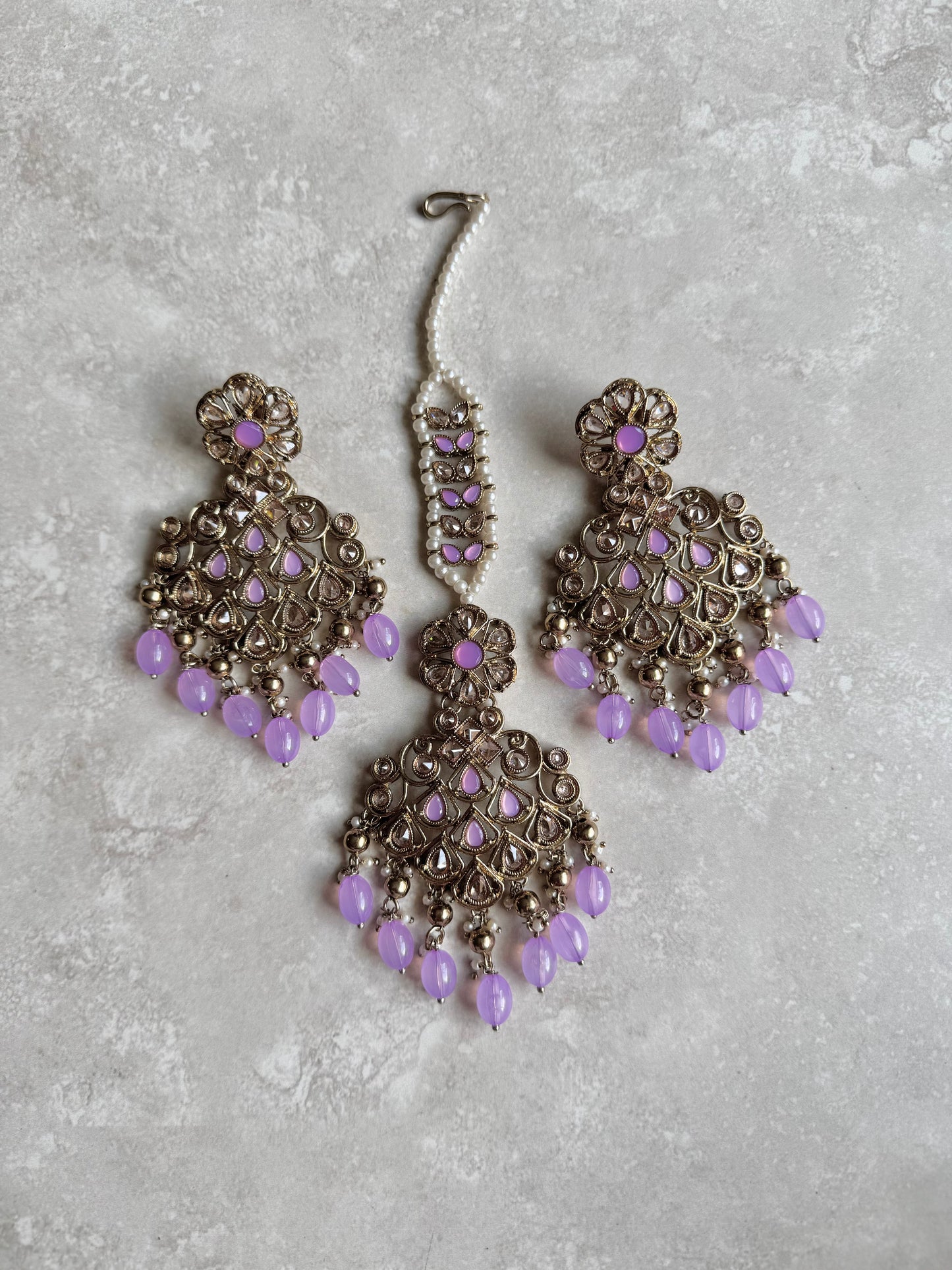 Irum Earring and Tikka - Lavander