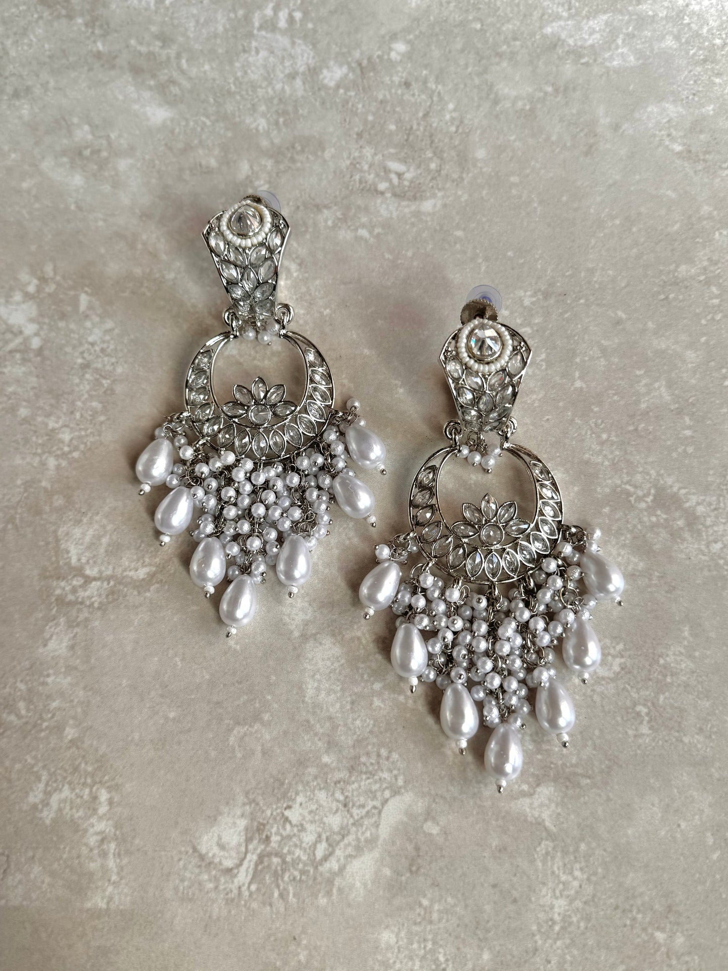 Shivani Earrings - Silver/White