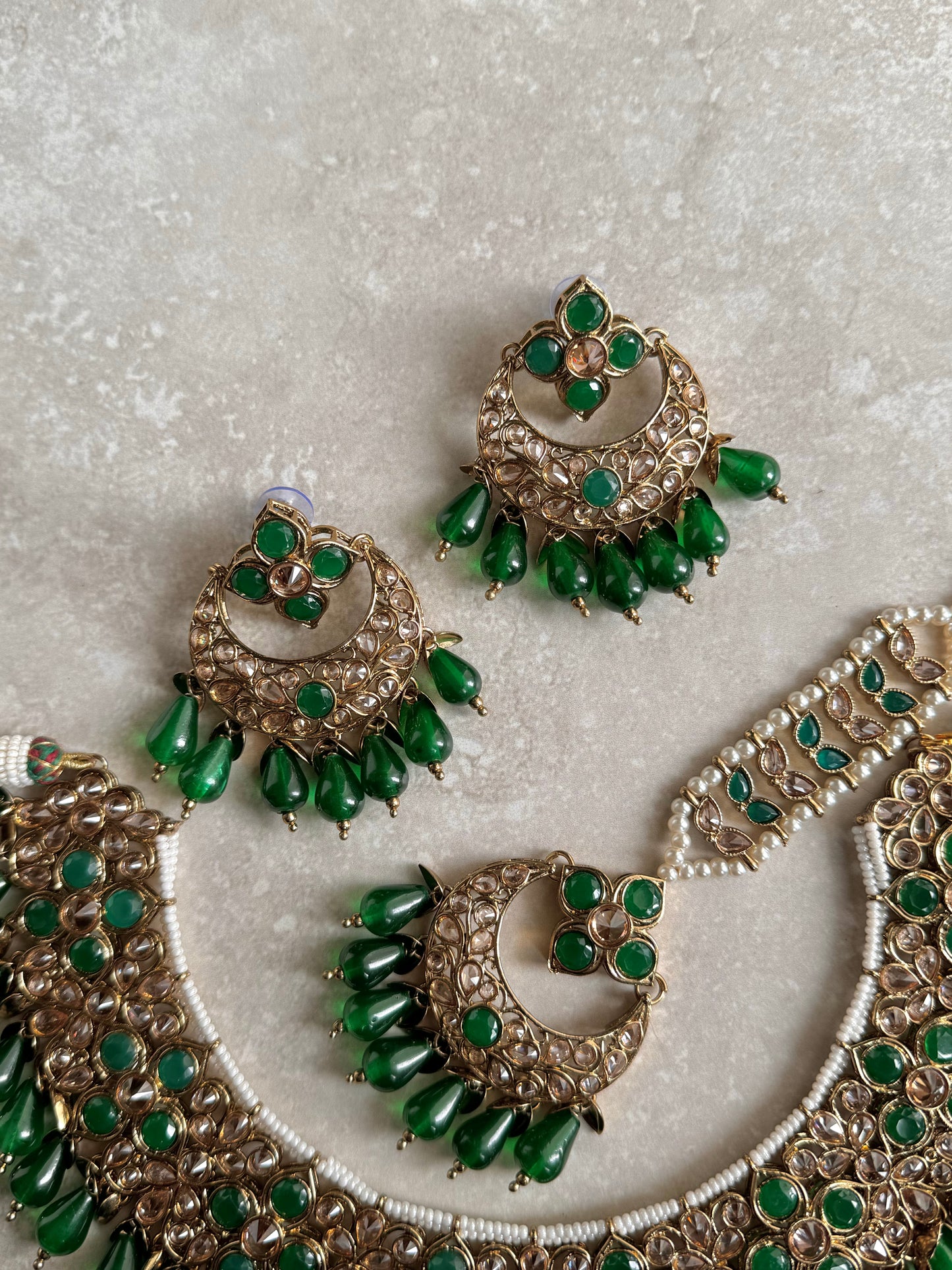 Suhana Necklace Set - Dark Green