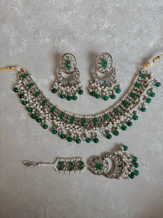Suhani Small Necklace Set - Dark Green