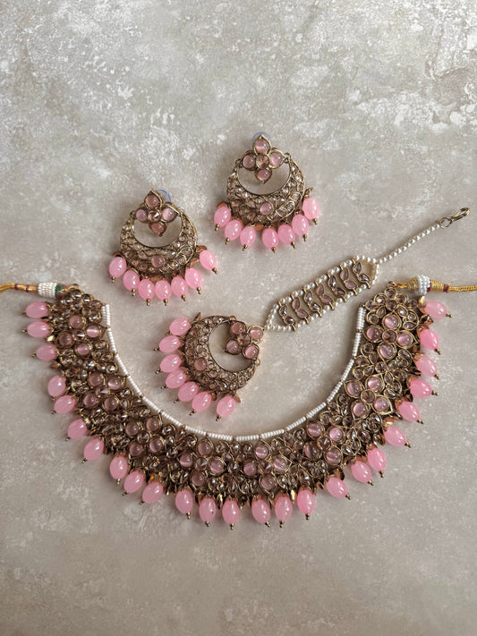 Suhana Necklace Set - Pink