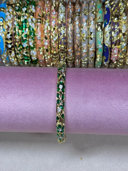 Dark Green/Gold Painted Bangle