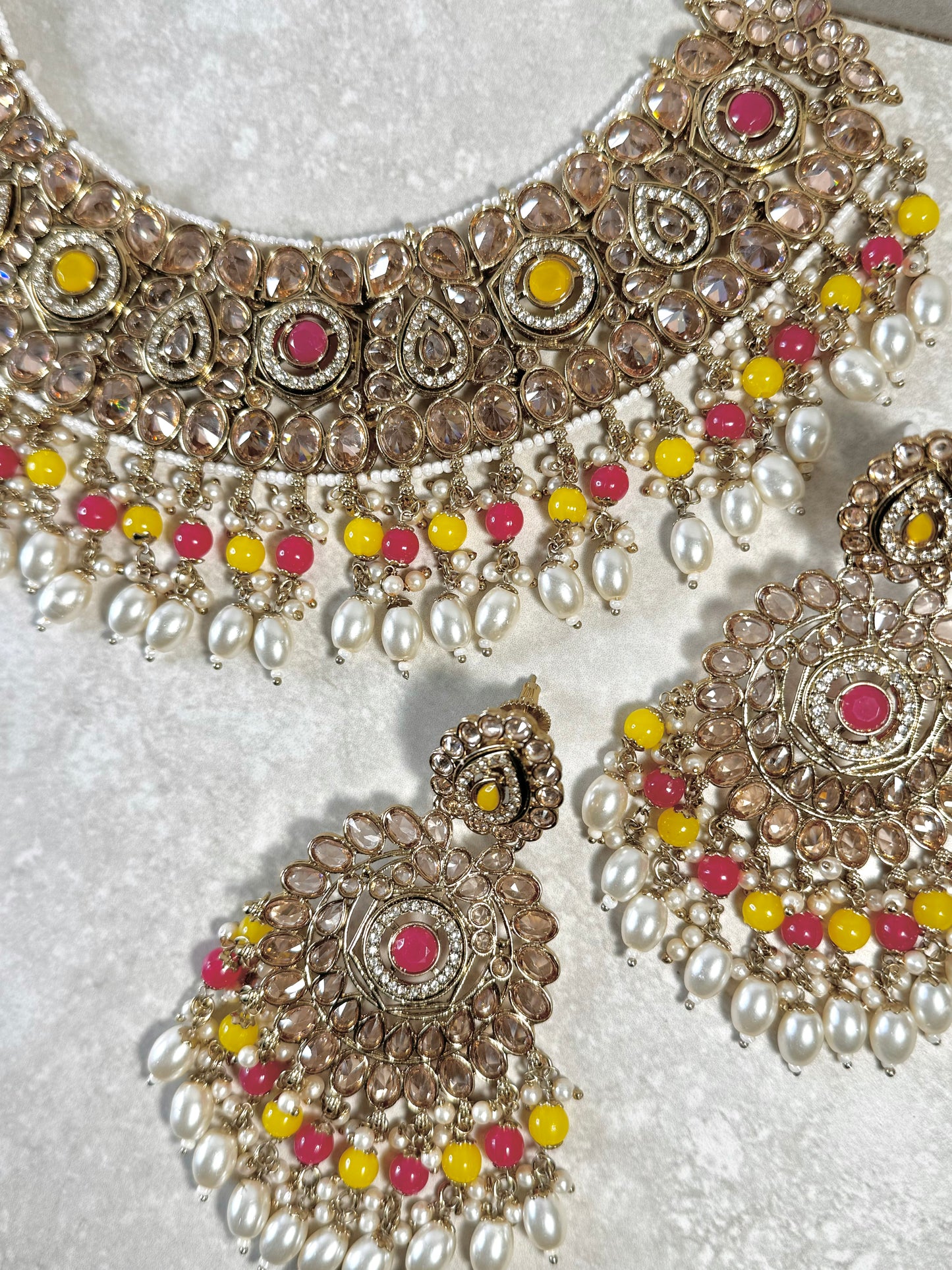 Anvi Semi Bridal - Yellow and Pink