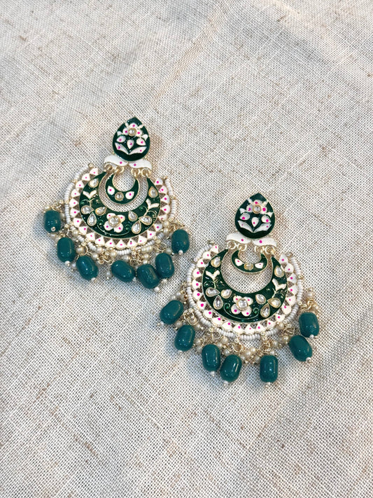 Myra Earrings - Dark Green