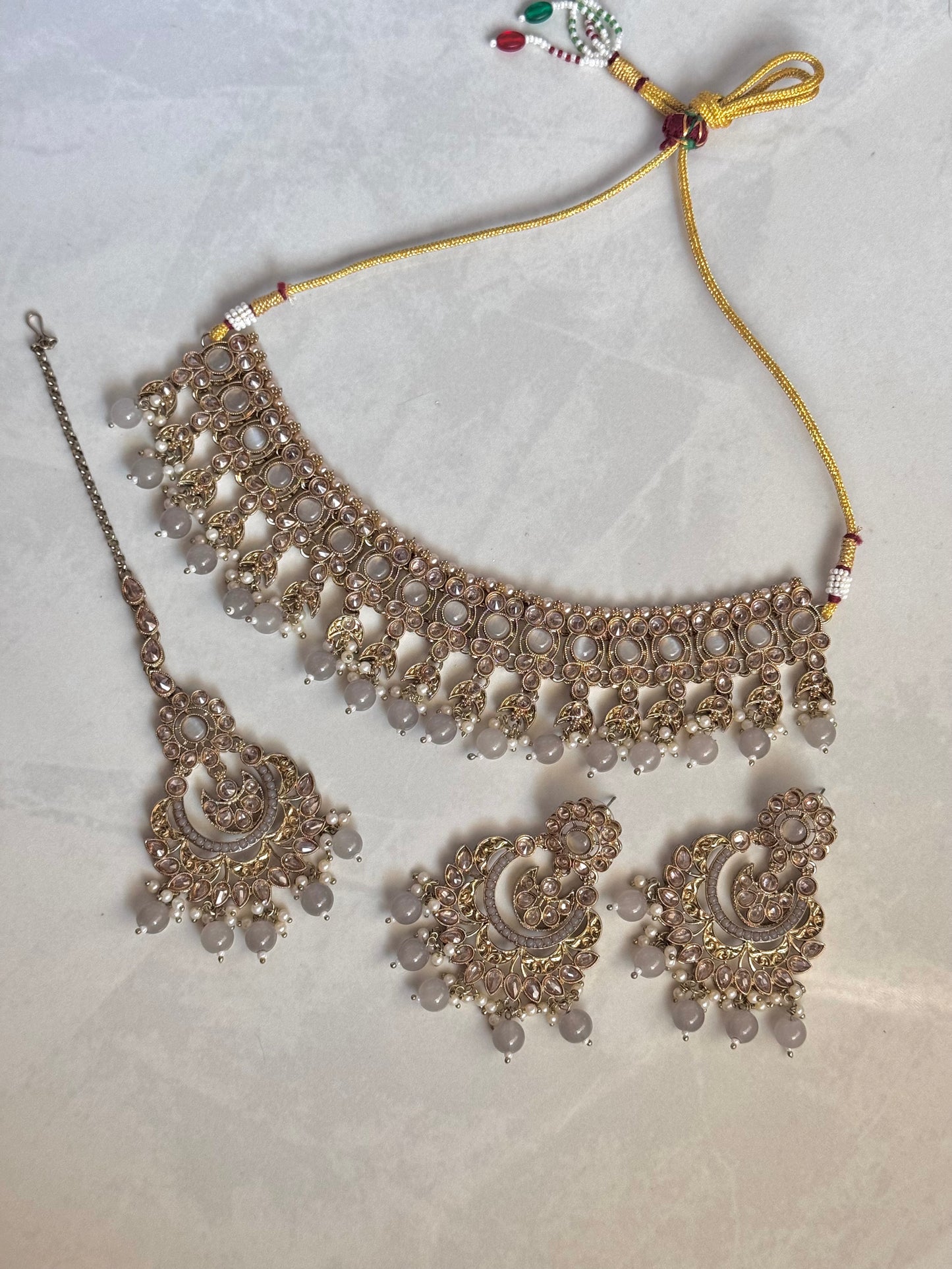 Neelum Choker Set - Grey