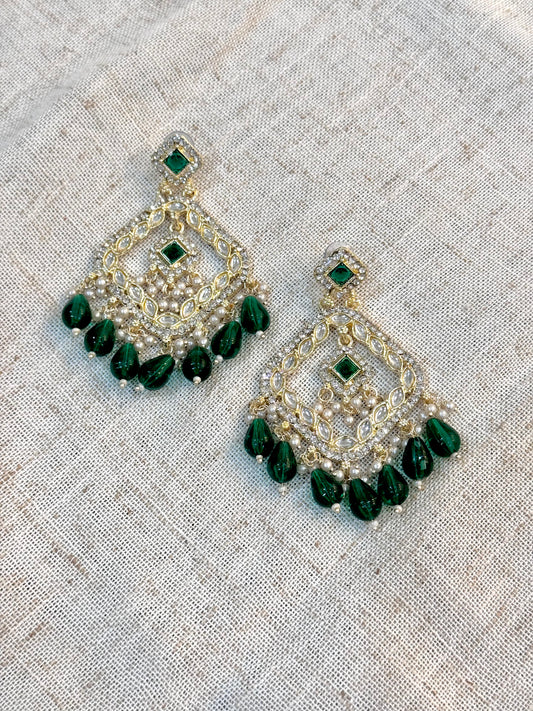 Navya Earrings - Dark Green