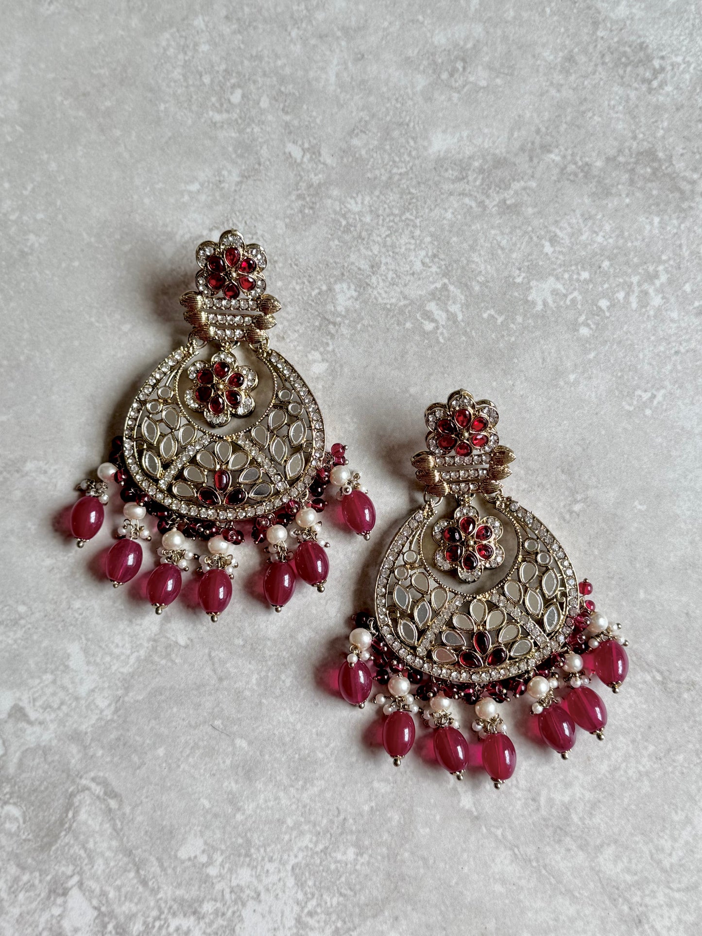 Anita Mirror Earrings-Red