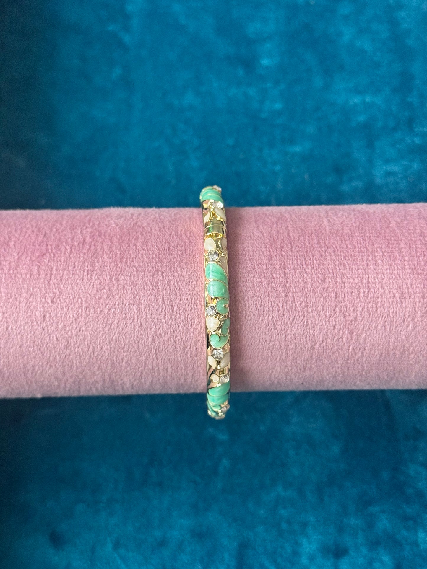 Teal Gold Painted Bangle