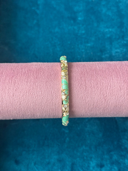 Teal Gold Painted Bangle