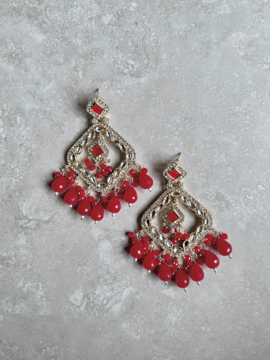 Navya Earrings - Red