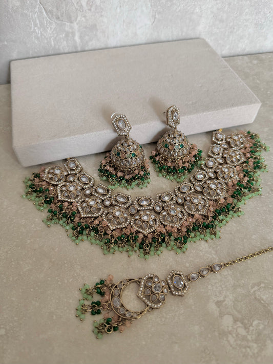 Zahra Bridal Set - Mint Green/Peach