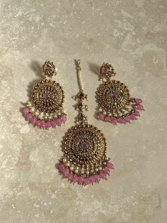 Zamal Earring and Tikka - Lavander