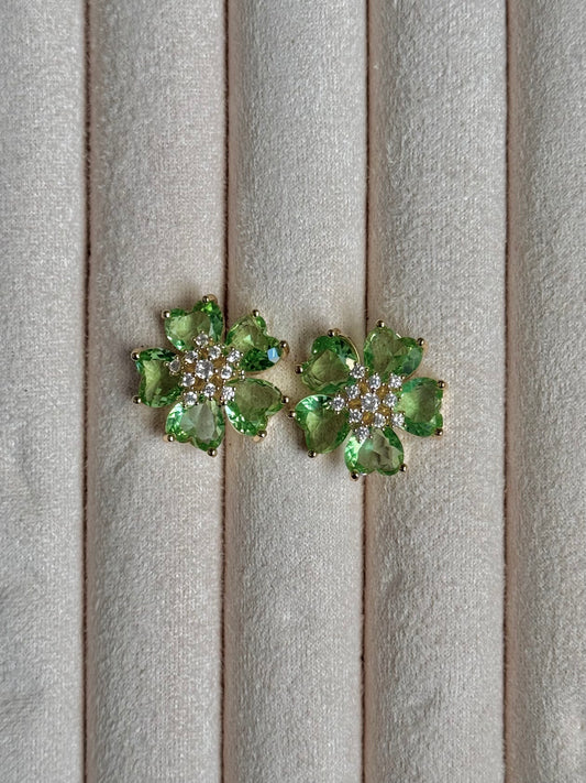 Flower Stainless Steel Earrings - Green