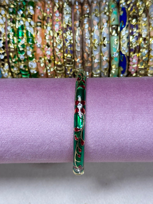 Dark Green and Maroon Painted Bangle