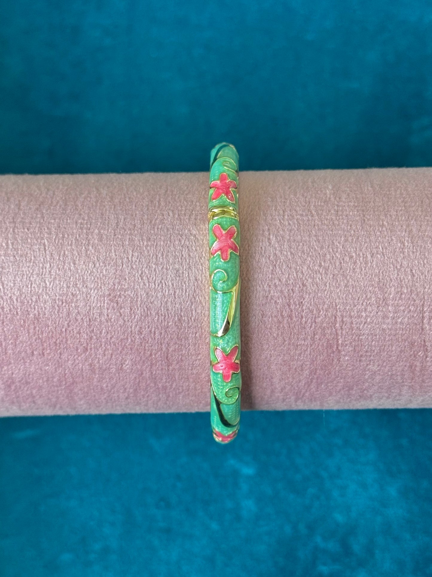 Pink/Green Floral Painted Bangle
