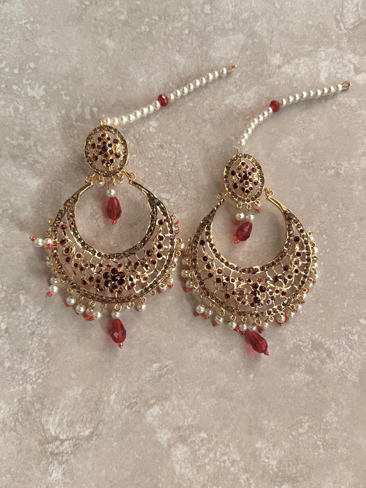 Javeria Earrings - Red