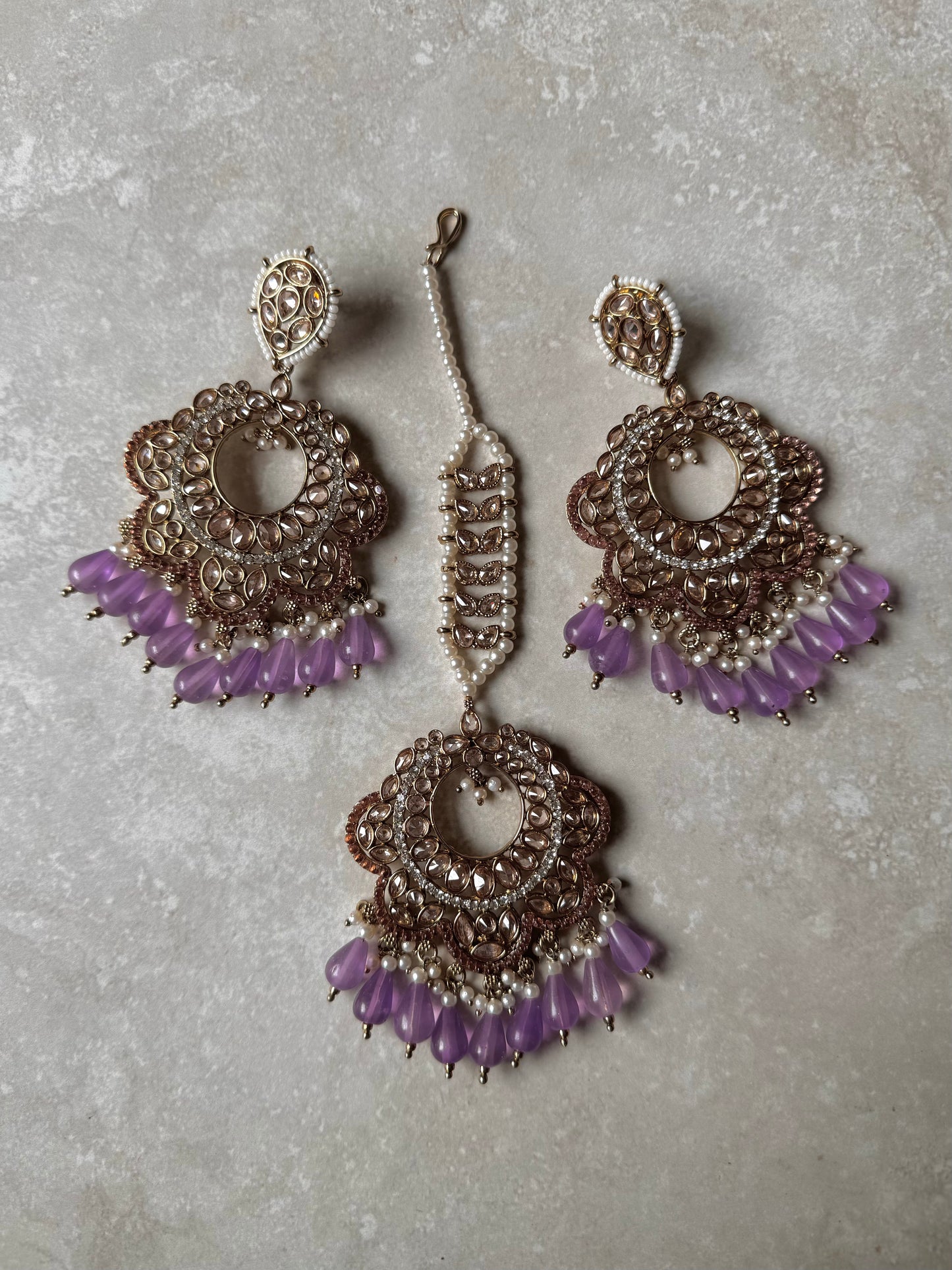 Mahi Earring and Tikka - Lavander