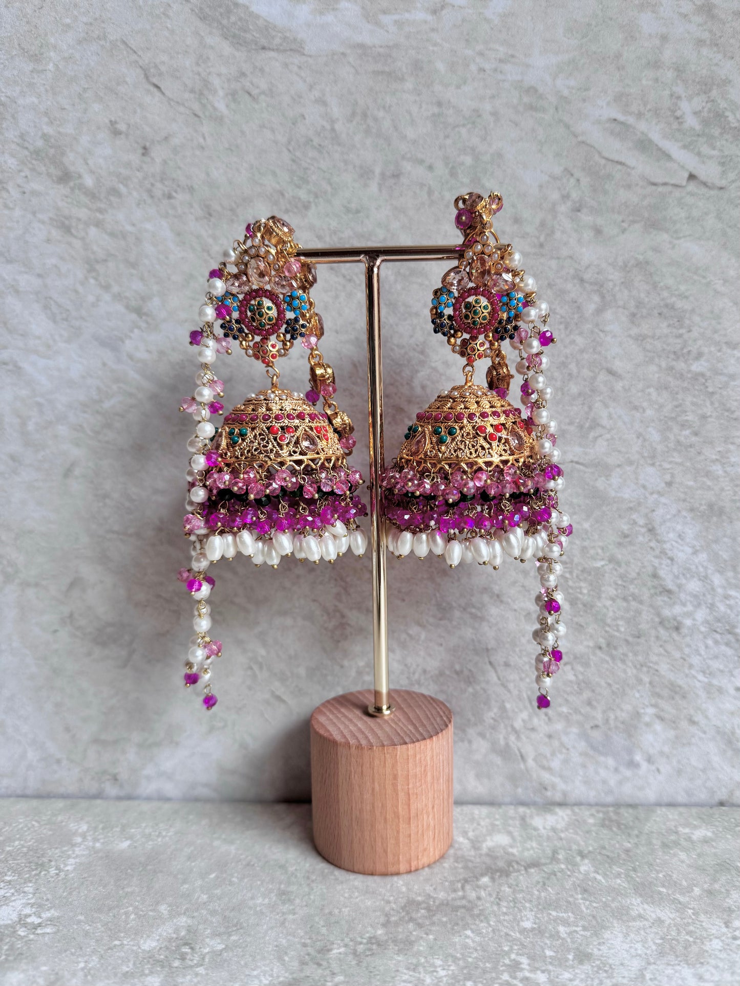 Yazmin Sahara Jhumkas - Pink