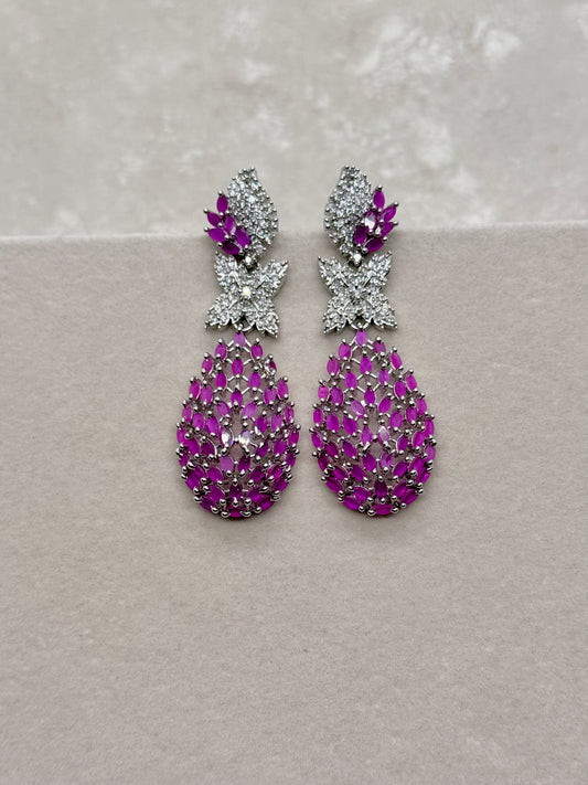 Atika Earrings - Silver/Plum