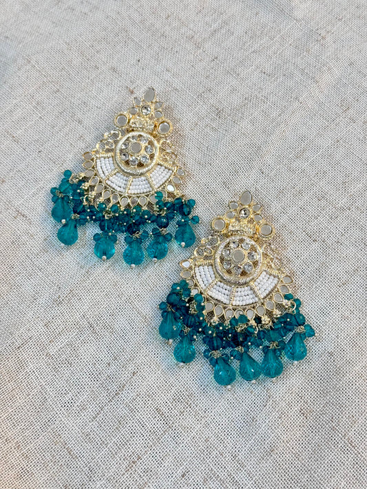 Mirror Earrings - Peacock Green