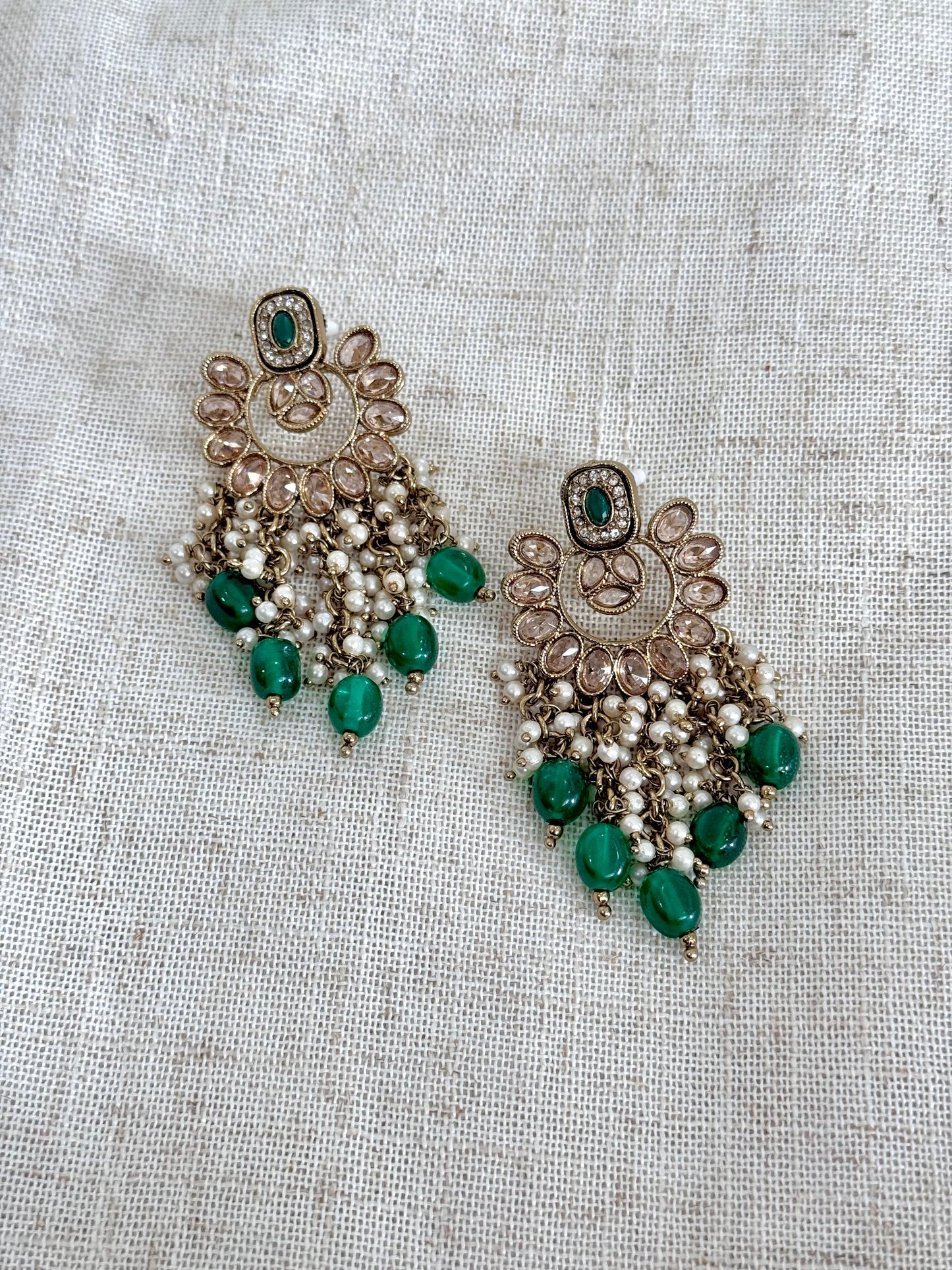 Huda Earrings - Dark Green