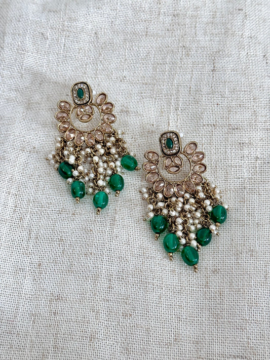 Huda Earrings - Dark Green