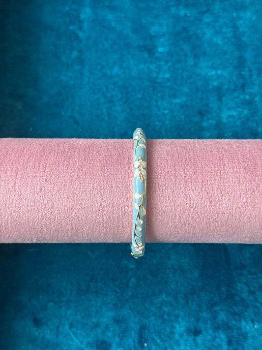 Light Blue/ White Painted Bangle