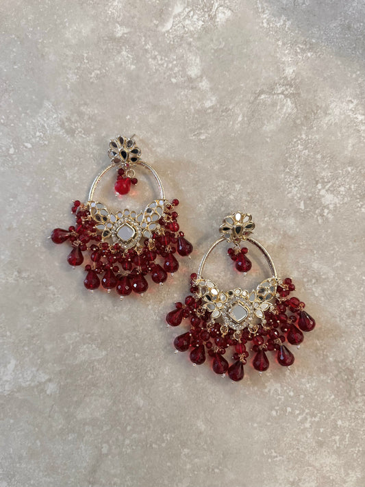 Aina Earrings - Maroon-Statement Jewels