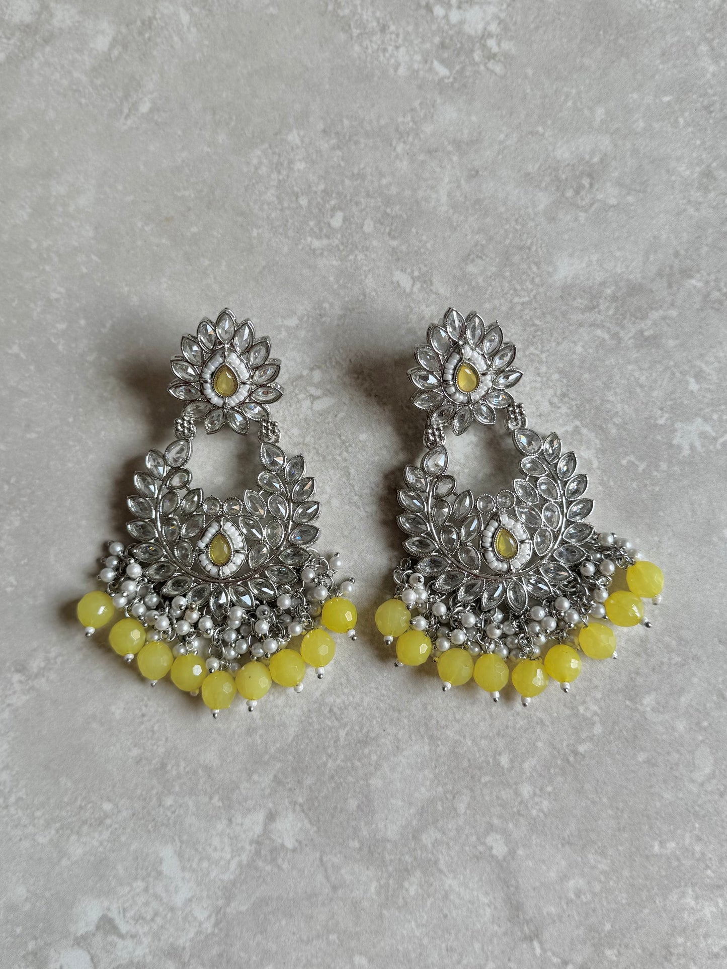 Nisha Earrings - Silver/Yellow