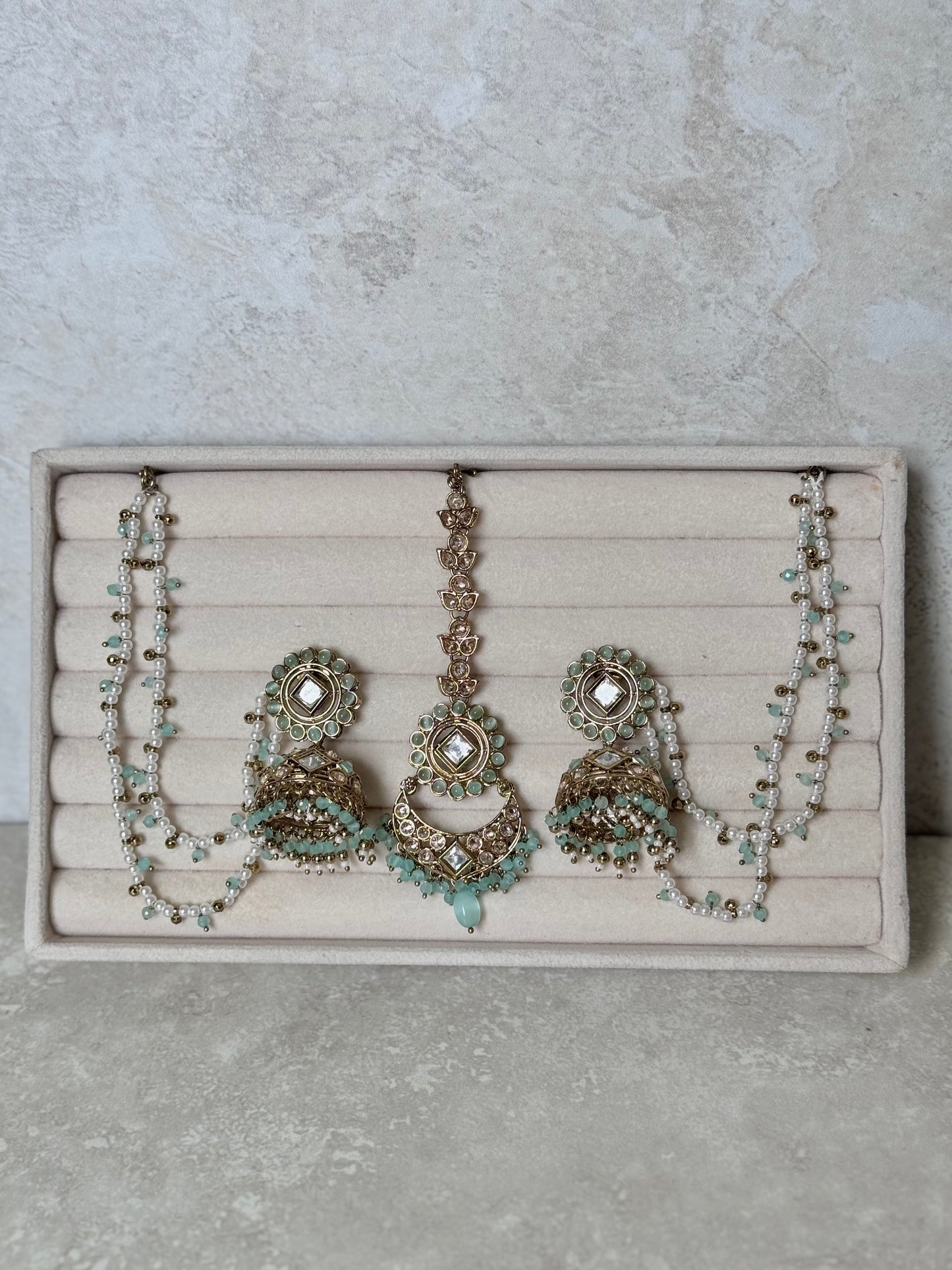 Anusha Sahara Jhumkas - Mint Green